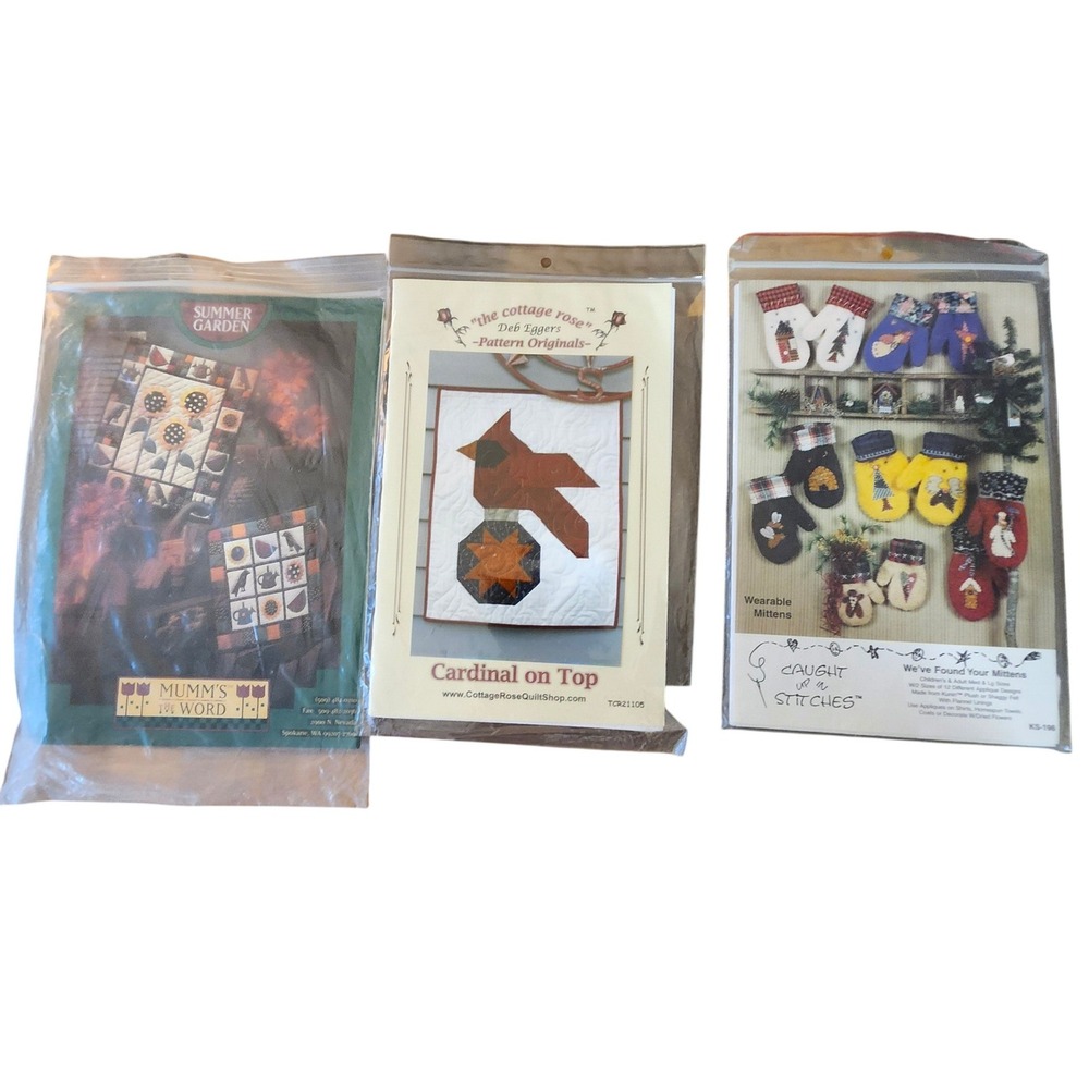 Mixed Vtg Craft Patterns Lot of‎ 13 Multicolor Quilt Wall Hanging Cross Stitch